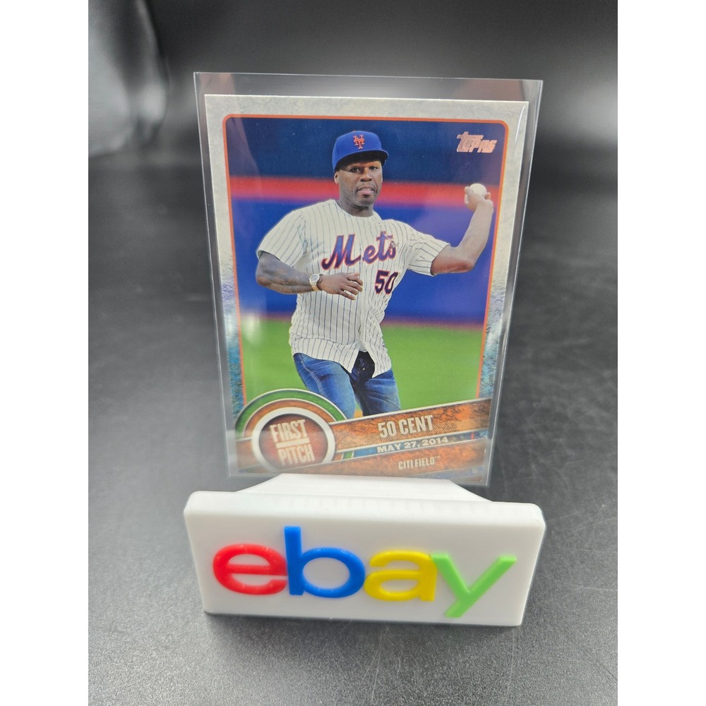 2015 Topps Series 1 First Pitch 50 Cent #FP-14 New York Mets Rapper Baseball